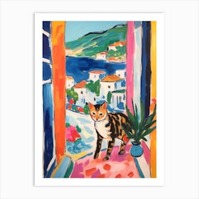 Painting Of A Cat In Capri Italy 1 Art Print