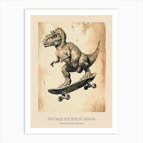 Pachycephalosaurus Vintage Dinosaur Poster 3 Art Print