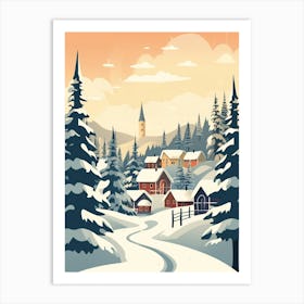 Vintage Winter Travel Illustration Lapland Finland 3 Art Print