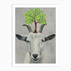 Goat With Tree Art Print
