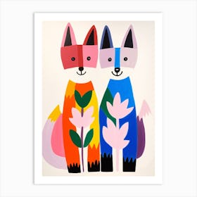Colourful Kids Animal Art Arctic Fox 2 Art Print