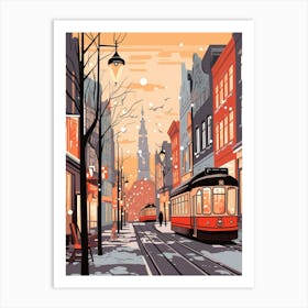 Vintage Winter Travel Illustration Copenhagen Denmark 5 Art Print