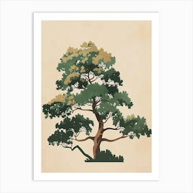 Mahogany Tree Minimal Japandi Illustration 4 Art Print