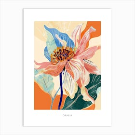 Colourful Flower Illustration Poster Dahlia 1 Art Print