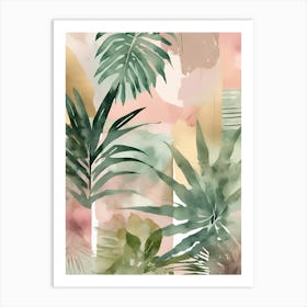 Abstract Tropical Watercolor Leaves 2 Art Print