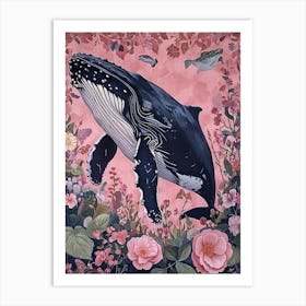 Floral Animal Painting Humpback Whale 1 Art Print