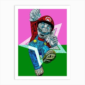 Mario Bross Typo Style Cartoon Pop Art Art Print