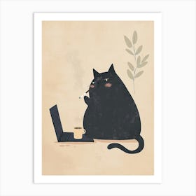 Black Cat Smoking A Cigarette Art Print