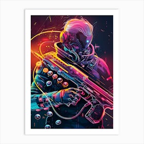 Neon Gaming Sci-Fi Art Art Print