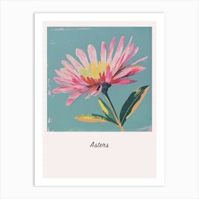 Asters 2 Square Flower Illustration Poster Art Print