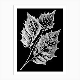 Sweet Birch Leaf Linocut 2 Art Print