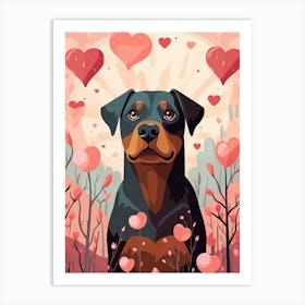 Rottweiler Dog In The Forest Art Print