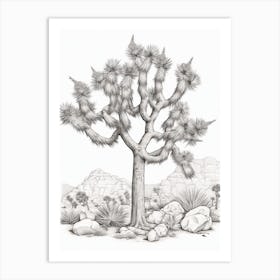  Detailed Drawing Of A Joshua Tree In The Style Of Jam 3 Art Print
