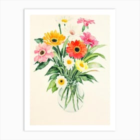 Gerberas 1 Vintage Flowers Flower Art Print