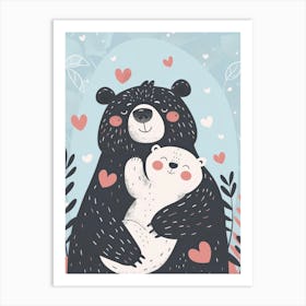 Black Bear And Cub Art Print