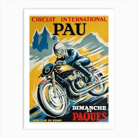 1950 Pau Grand Prix Motorcycle Race Poster Art Print