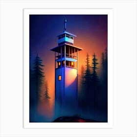 Lighthouse At Night Art Print