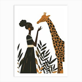 African Woman With Giraffe Art Print