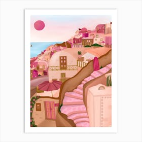 Santorini In Pink Art Print