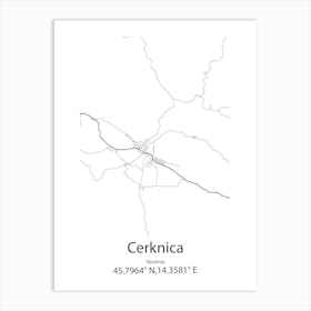 Cerknica,Slovenia Minimalist Map Art Print