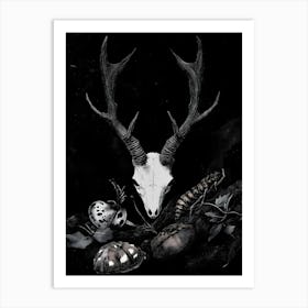 Dark Gothic Deer Skull Art Print