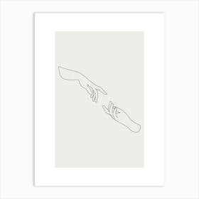 Creation Of Adam Monoline Asthetic Mnimalist Drawing Art Print