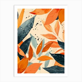 Abstract Watercolor Leaves 1 Art Print