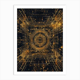 Abstract Golden Fractal Art Print