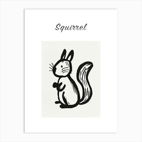 B&W Squirrel Poster Art Print