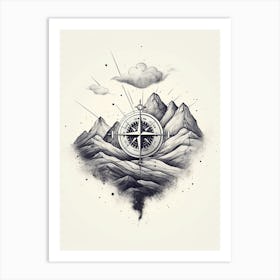 Compass Heart Illustration 3 Art Print