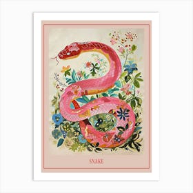 Floral Animal Painting Snake 3 Poster Art Print