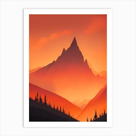 Misty Mountains Vertical Composition In Orange Tone 357 Art Print