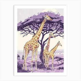 Herd Of Giraffe Cute Illustration  7 Art Print