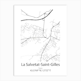 La Salvetat Saint Gilles,France Minimalist Map Art Print