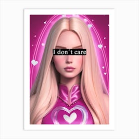 I don't care blond girl Art Print