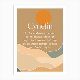 Welsh Cynefin Orange Sunset Art Print