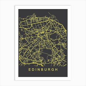 Edinburgh Map Neon Art Print