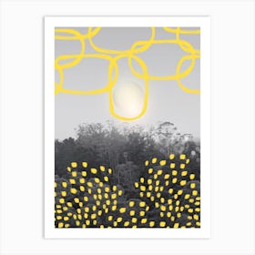 Forest With Yellow Shapes Art Print