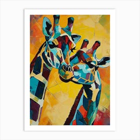 Abstract Geometric Giraffes 10 Art Print