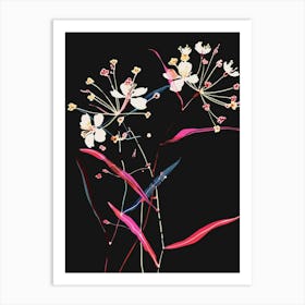 Neon Flowers On Black Babys Breath 3 Art Print