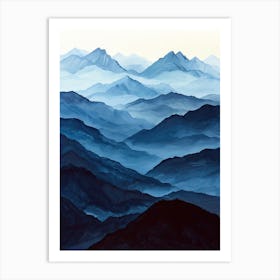 Ephemeral Heights: Minimalist Mountain Art Print