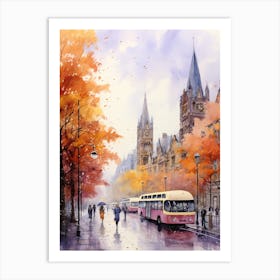 Frankfurt Germany In Autumn Fall, Watercolour 3 Art Print