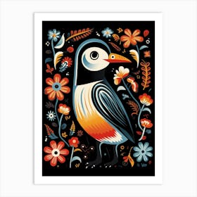 Folk Bird Illustration Penguin 1 Art Print