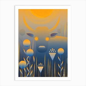 Bull In The Field Art Print