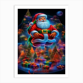 Christmas Santa in Neon Art Print