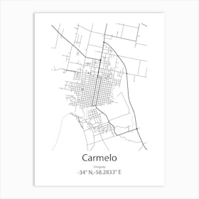 Carmelo,Uruguay Minimalist Map Art Print