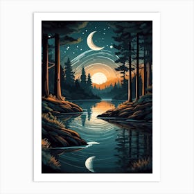 Forest At Night Art Print