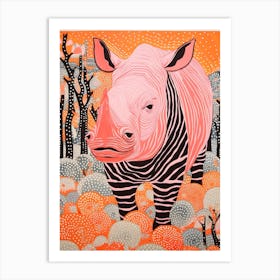 Close Up Lines & Polka Dot Rhino Art Print