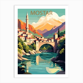 Mostar Bosnia travel poster Art Print