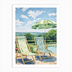 Sun Lounger By The Pool In French Countryside 1 Art Print